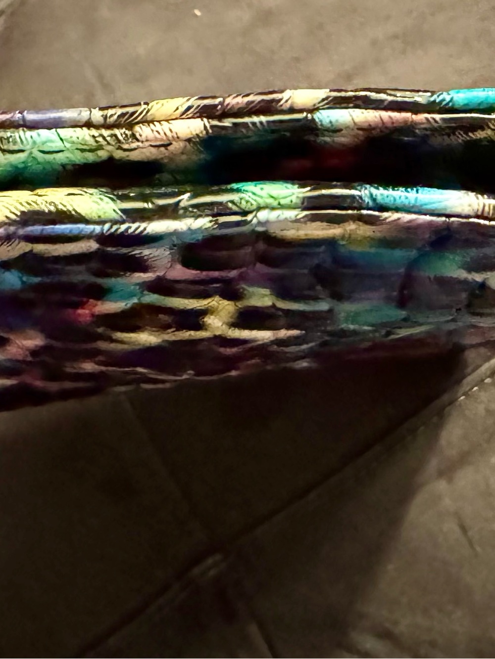 Multicolor Croc-Embossed Wristlet Clutch with Black Accents - Picture 7 of 7